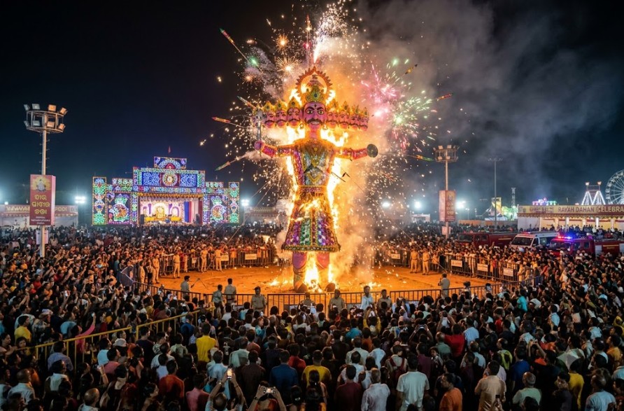 Bhubaneswar Witnesses Grand Ravan Dahan Celebrations at Seven Locations